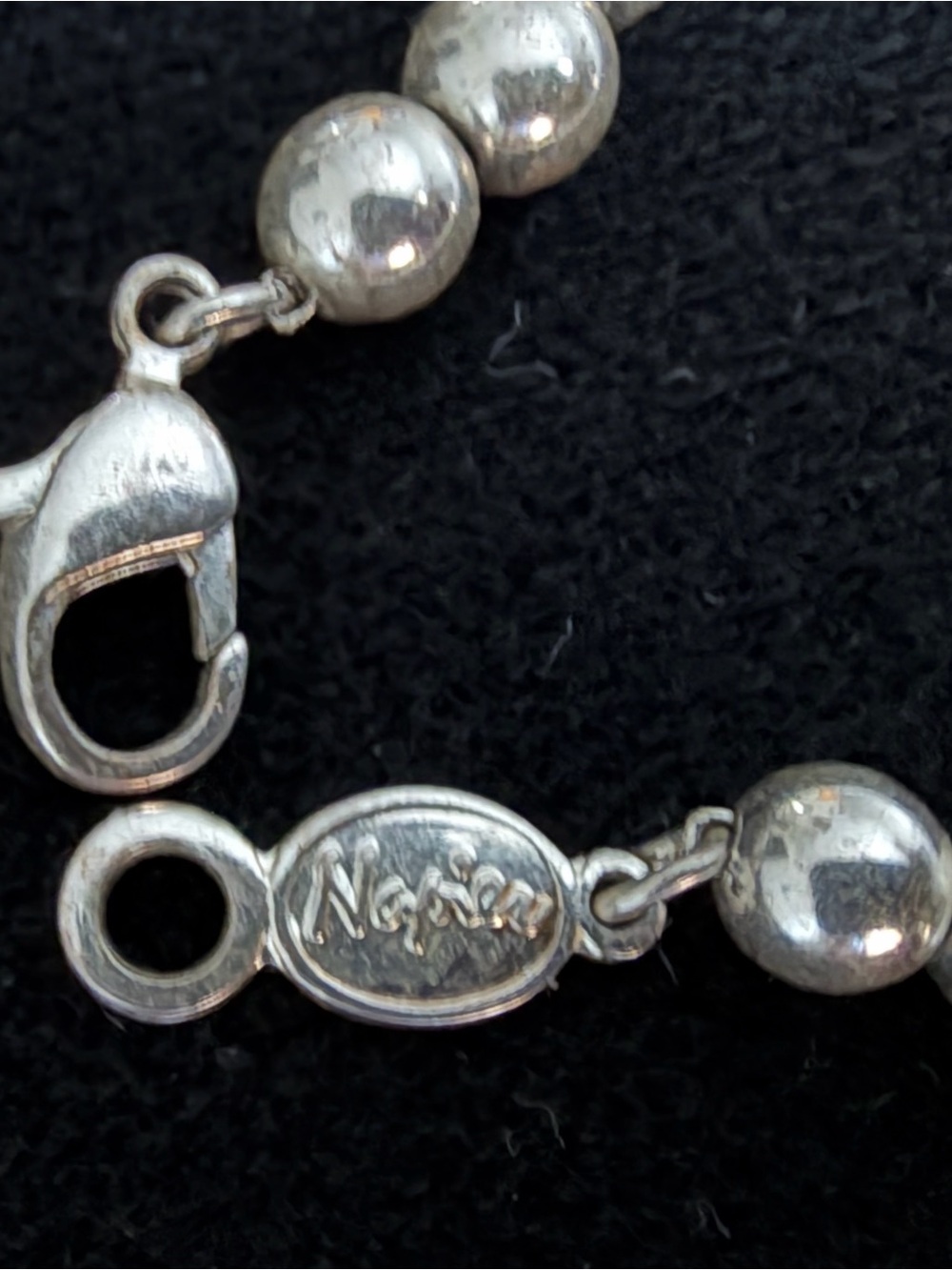 Vintage Silver Bead chain Napier bracelet